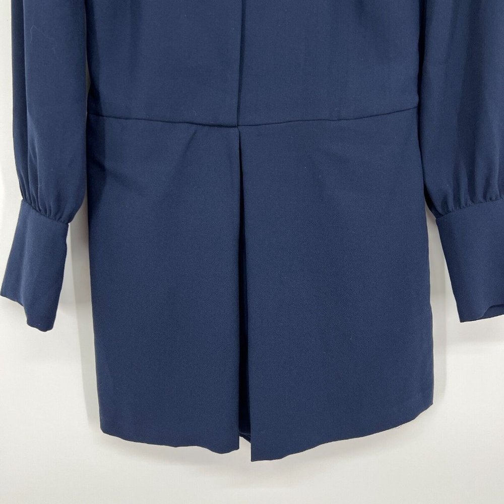 Zara Romper Blue Long Sleeve Button Down Front Pockets - Picture 5 of 12